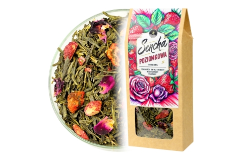 Herbata Zielona SENCHA POZIOMKOWA (KT) (50g) Orzeźwiająca z Nutą Poziomki !